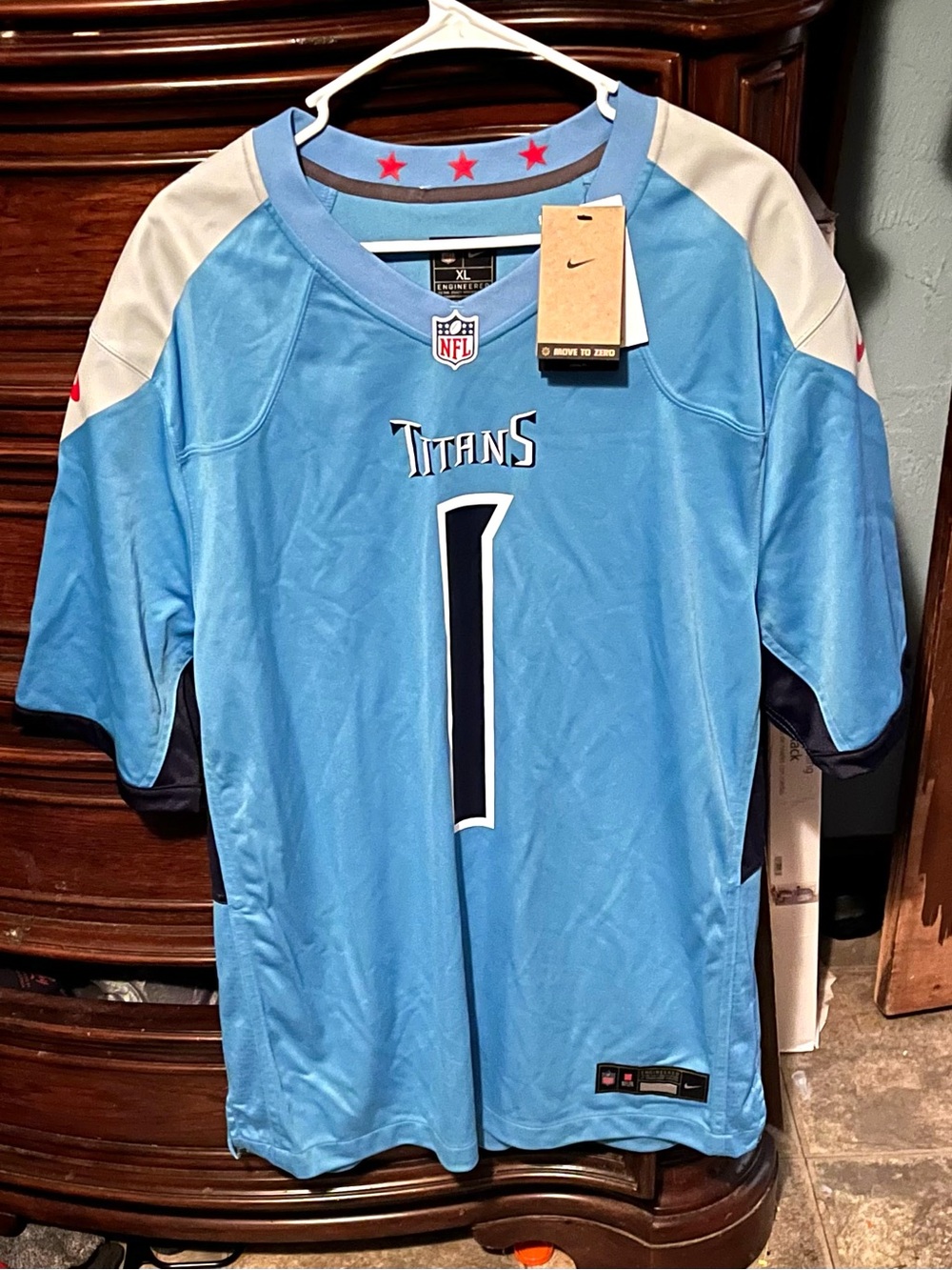 Nike Tennessee Titans Sky Blue and White Cam Ward #1 NFl football Jersey
